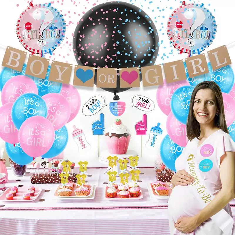 

Gender Reveal Tableware Girl Or Boy Latex Balloon Baby Shower Confetti Balloons Birthday Party Decorations Kids Favor Supplies