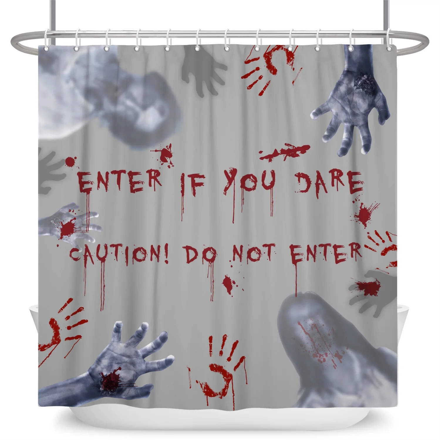 

Horror Scream Handprint Pattern Shower Curtains Bathroom Waterproof Polyester Bath Curtain Home Decor Bathtub Screen with Hooks
