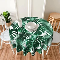 summer tropical palm leaf tablecloth round 60 inch watercolor spring green leaves table cloth waterproof fabric outdoor decor
