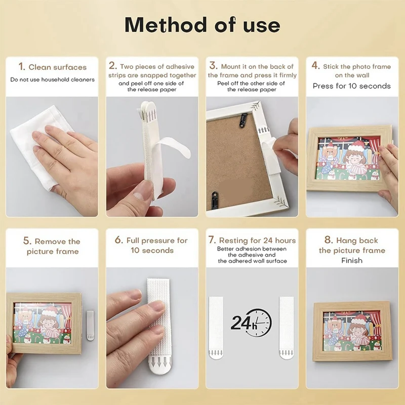 Висячие полоски для картин 24 пары (48 полосок) вешалки фотографий на стену