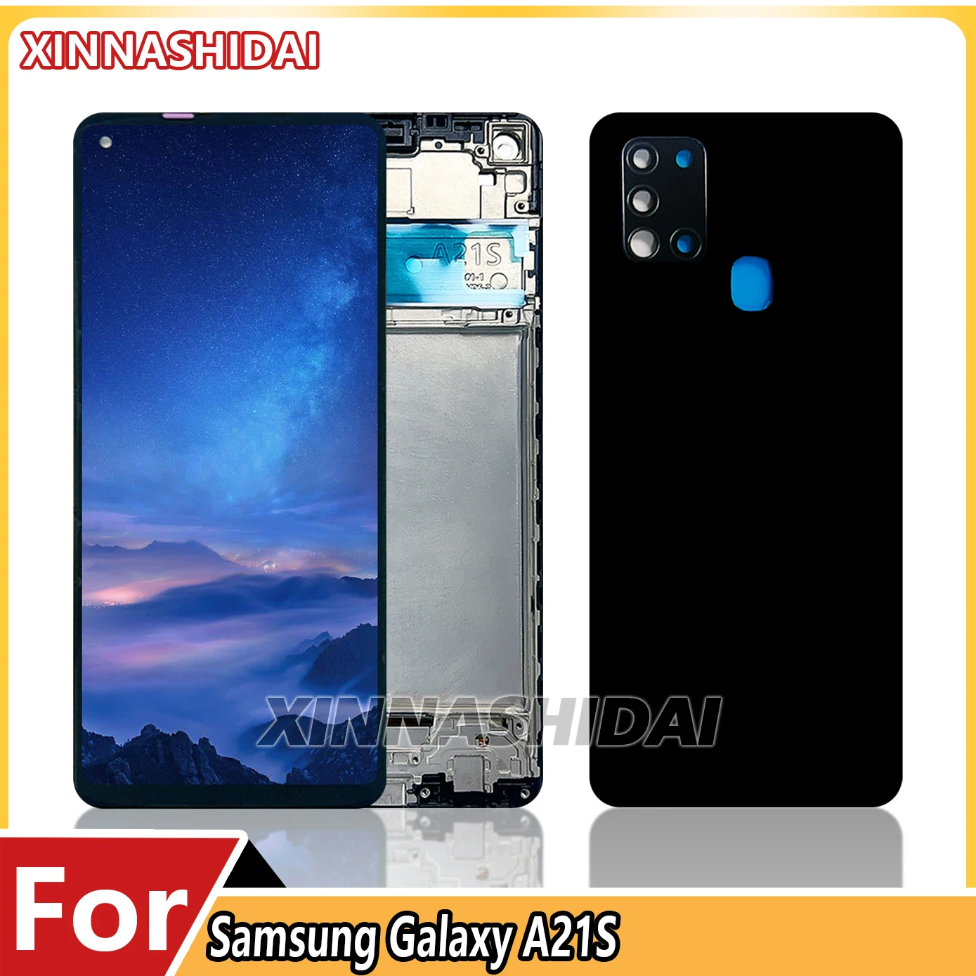 Фото Для Samsung A21s A217 TFT ЖК-дисплей с сенсорным экраном, рамка для батарейного отсека, корпус для A21s SM-A217F/DS, запасные части для дисплея №1