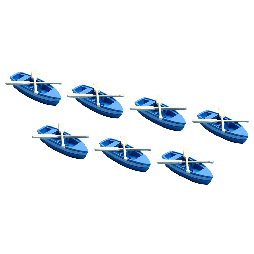 

7 Set of Lovely Boat Model Mini Resin Boat Scene Creation Resin Boat with Paddles Home Decoration
