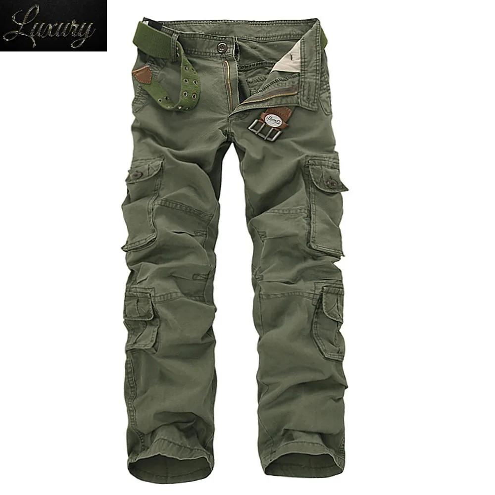 

4 Color New 2023 Arrival Mens Fashion Military Multi Pocket Cargo Pants Casual Straight Long Baggy Combat Trousers Large Size