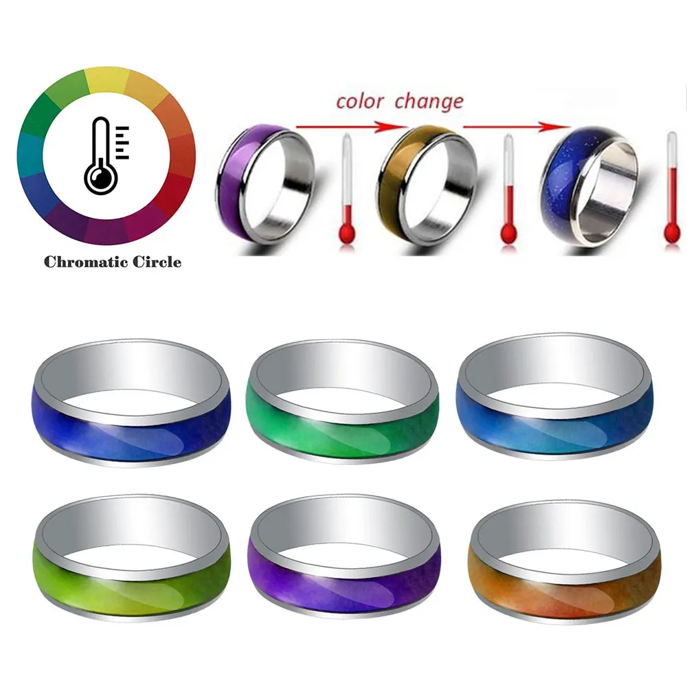 

Couples Mood Rings Emotion Feeling Temperature Rings For Women Men 6mm Stainless Steel Color Changing Wedding Band Ring Jewelry