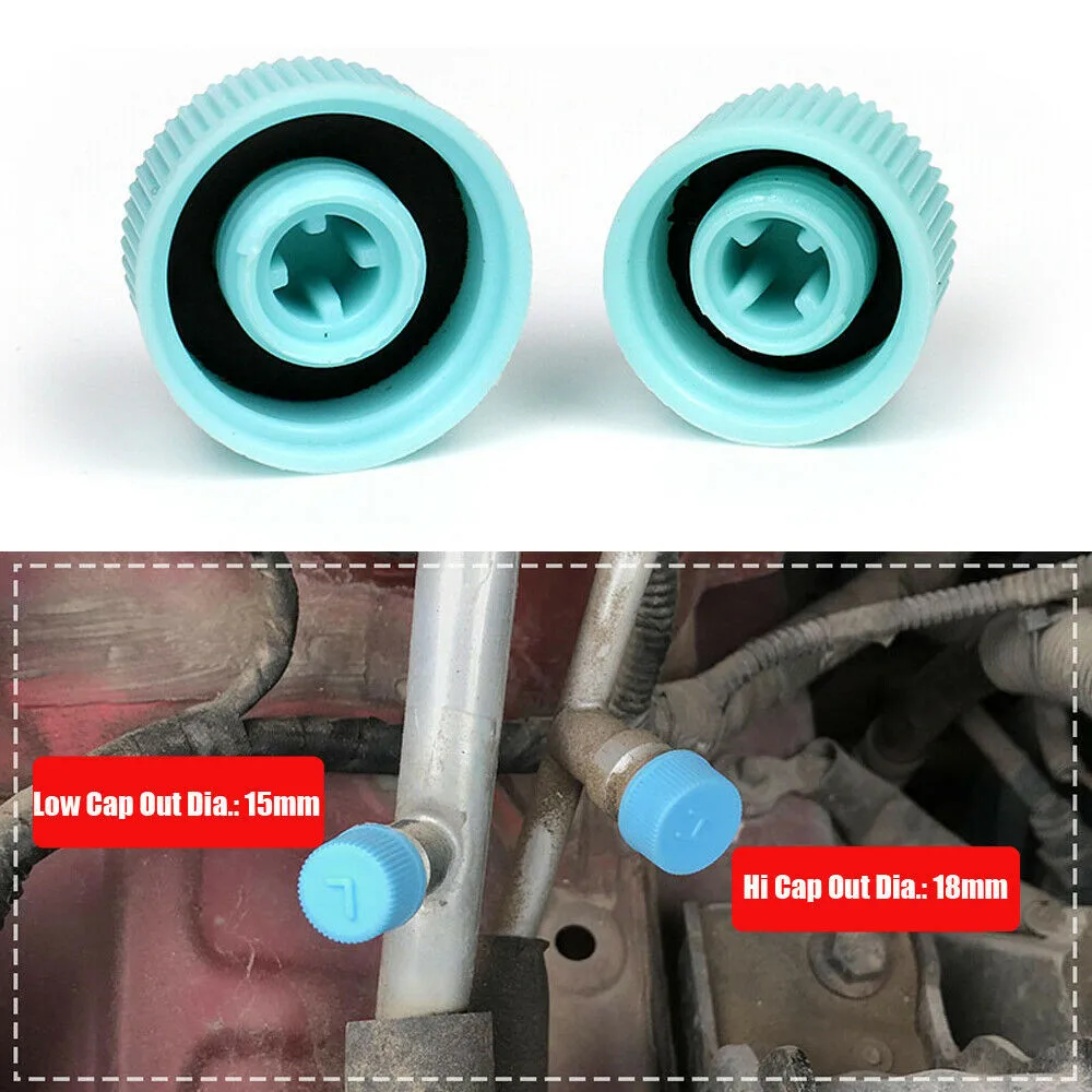 2pcs Car A/C System Valve Cap Air Conditioning Service Tool High Low Pressure Car Conditioning Valve Core Dust Cap Set Air Seal