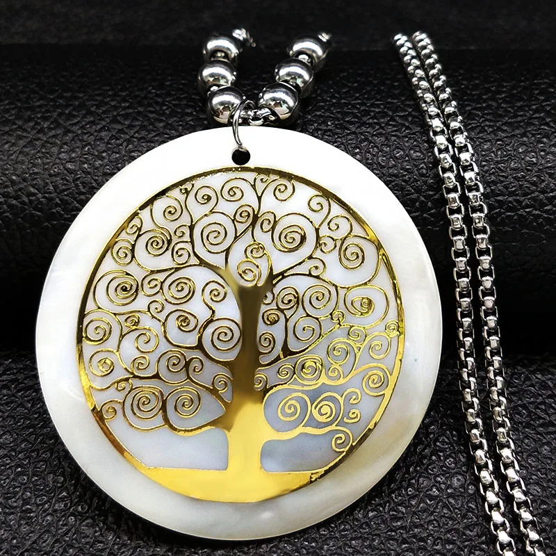 Длинное ожерелье из нержавеющей стали с изображением дерева жизни, Модные женские ювелирные изделия, ожерелья, длинные ожерелья N18435S07
