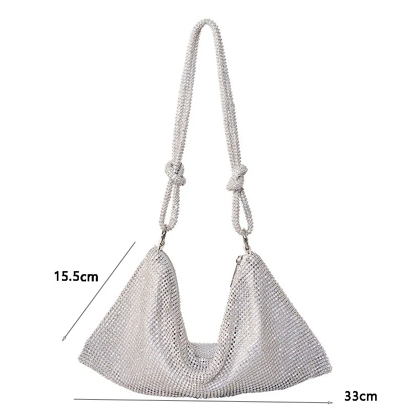 Luxury Designer Hobo Shoulder Bag Handle Shining Rhinestones Evening Clutches Crystal Prom Handbags Diamond Party Wedding Purses