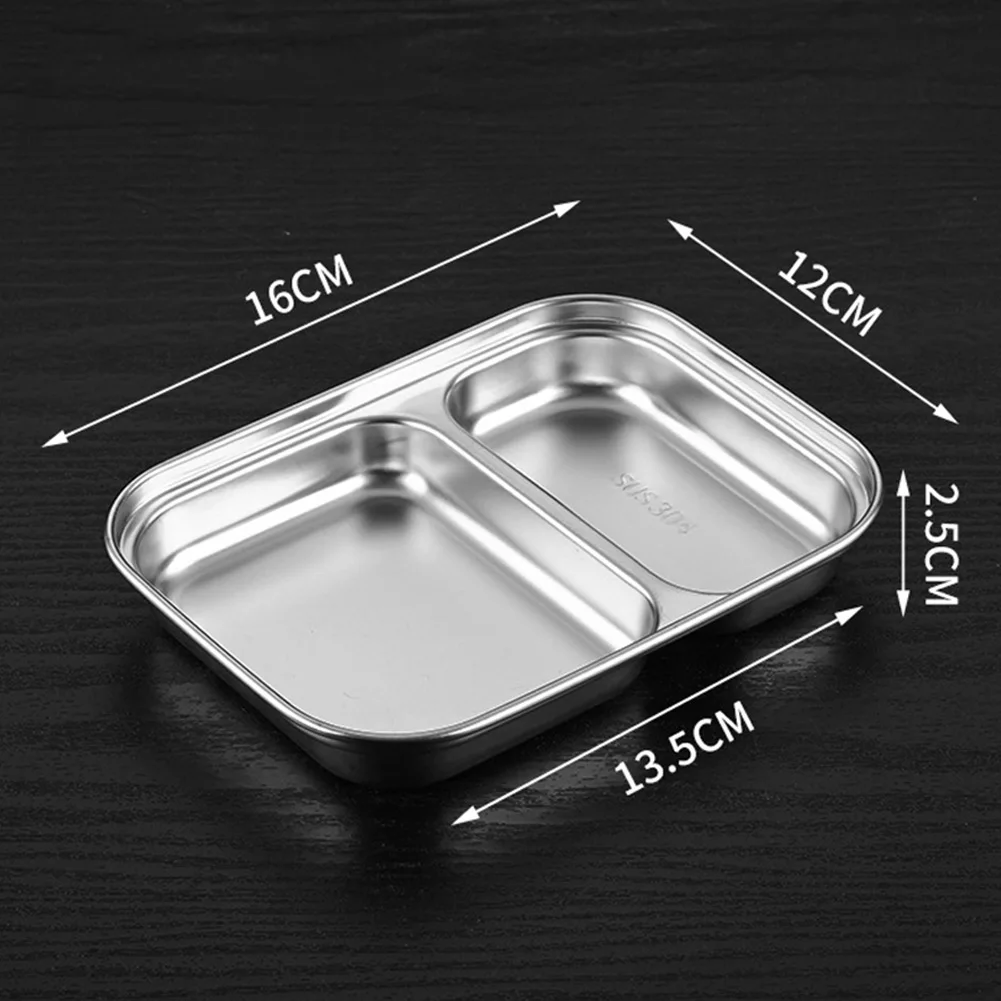

3/4/5 Sections Stainless Steel Divided Dinner Tray Lunch Container Food Plate For School Cantee Kindergarten Picnics Camping