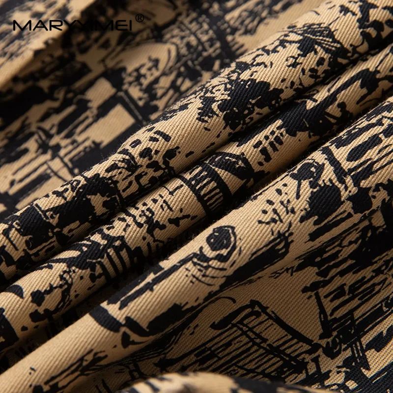 Летнее женское платье MARYYIMEI с отложным воротником и коротким рукавом однобортное