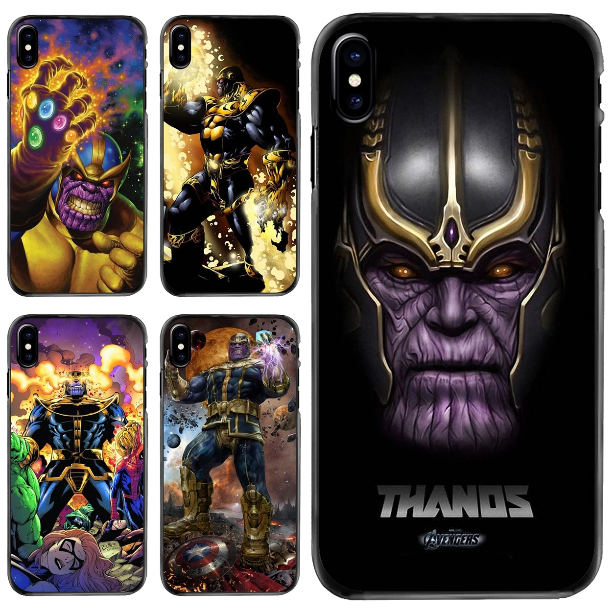 

For iPhone 11 12 13 14 Pro MAX Mini 5 5S SE 6 6S 7 8 Plus 10 X XR XS New Avengers marvel concept art Toys Thanos Hard Case Cover