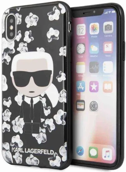 Чехол CG Mobile Karl Lagerfeld TPU Collection Flower Hard для iPhone X/XS цвет Черный | Мобильные телефоны и
