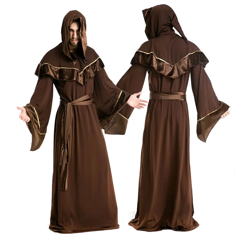 

European Religious Men God Father Missionary Gothic Wizard Cosplay Priest Uniform Halloween Party Shaman Religious Costume