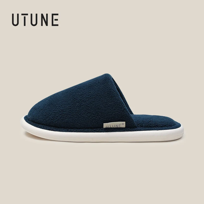 Зимние теплые мужские тапочки UTUNE домашние Нескользящие мягкие плюшевые