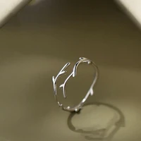 2022 new creative irregular branch leaf ring thin silver adjustable ring girl fashion fashion finger jewelry high end gift
