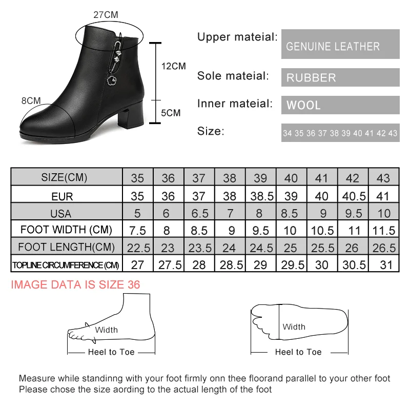 AIYUQI Women's Winter Boots 2023 New Genuine Leather Women's Ankle Boots Mid Heel Natural Wool Warm Women's Booties