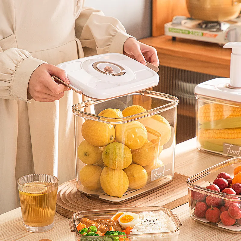 

Vacuum Fresh-keeping Box Drainage Sealed Tank Large Food Storage Tank Kitchen Refrigerator Food Storage Box Work Lunch Box