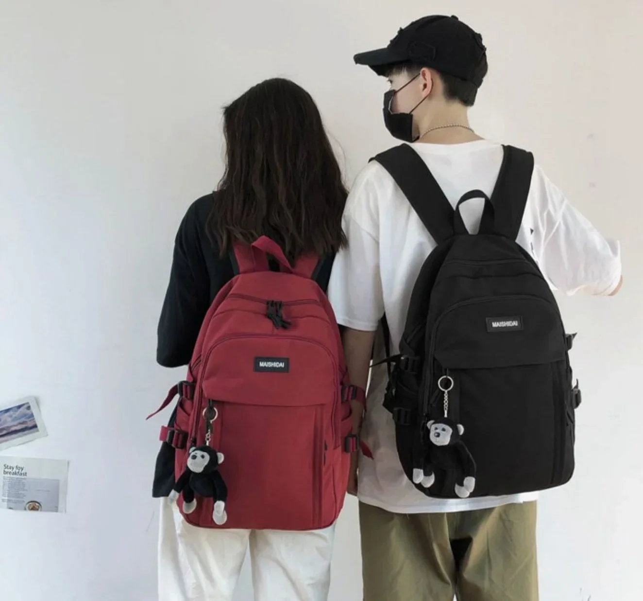 Охотник х рюкзак 30 × 44 13 см черный белый зеленый красный Hunter x школьные сумки для