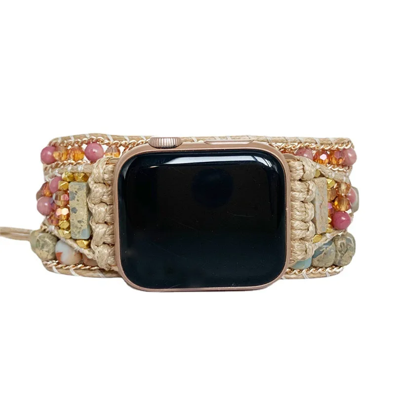 Модный богемный многослойный браслет из натурального камня для Apple ремешки часов