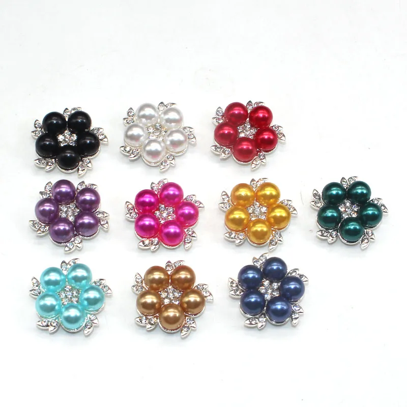 

10pcs22*22mm metal poly -color rhinestone pearl button, fashioned circular button accessories shirt clothing, hat, decorative