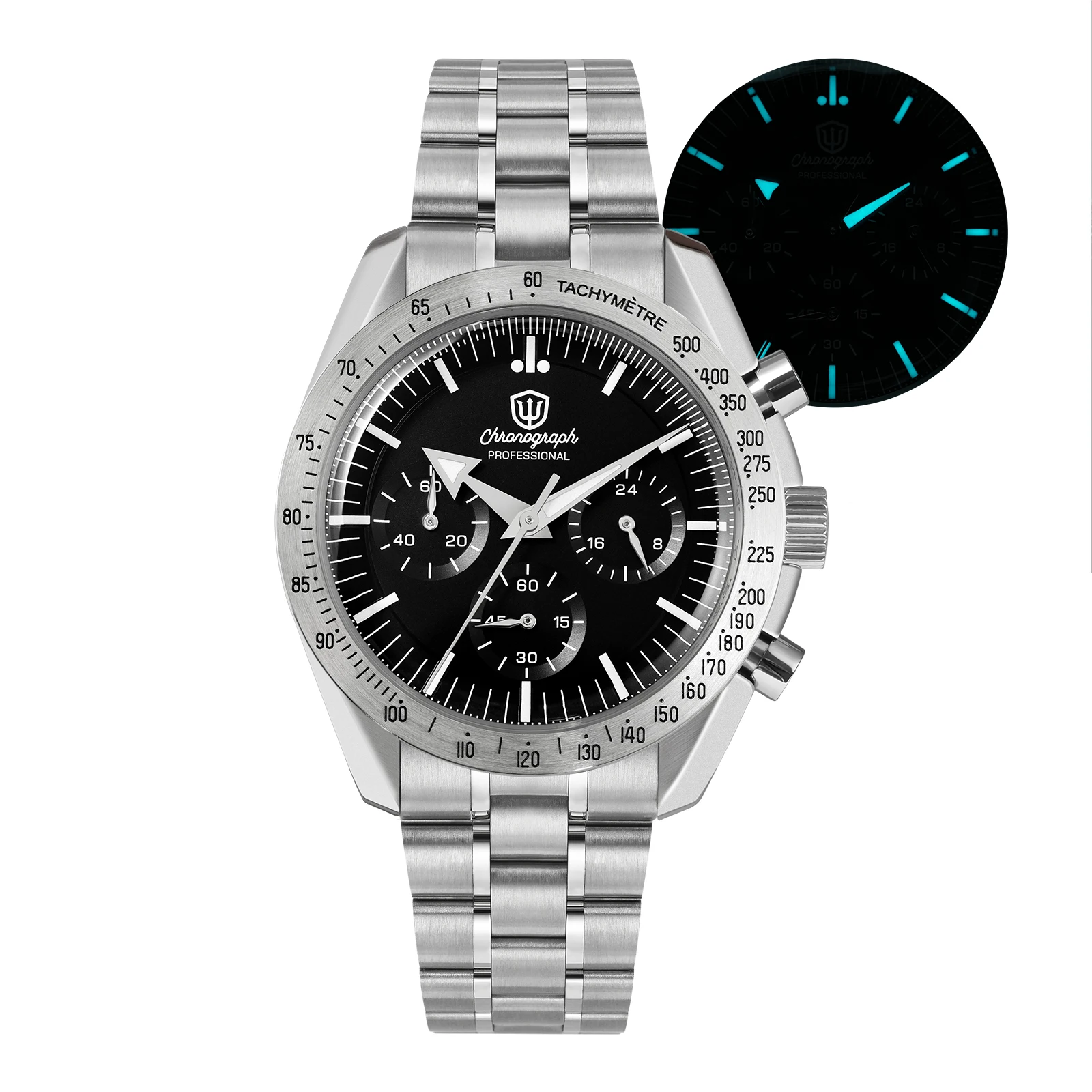 Фото Watchdives WD1863 39 мм мужские часы VK63 кварцевый механизм синхронизации пузырь с сапфировым стеклом ночник ретро часы 10 бар водонепроницаемые №1