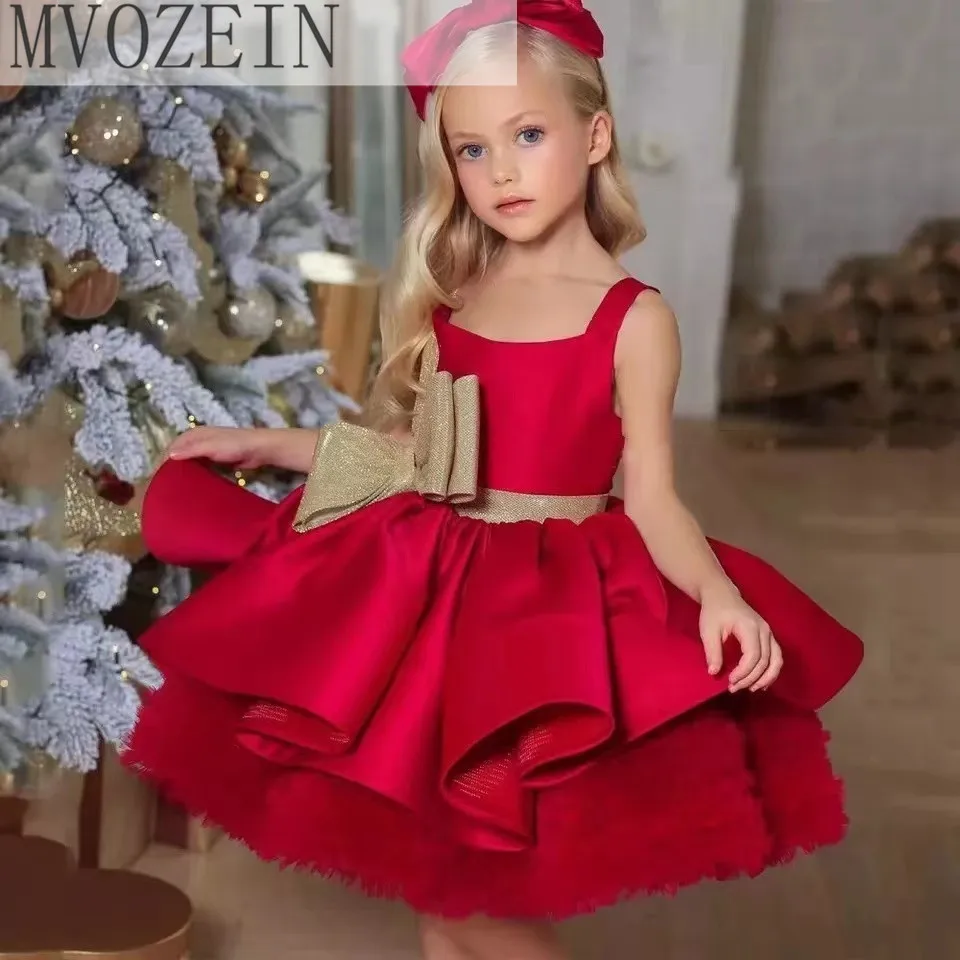 

Luxury Puffy Baby Lush Birthday Party Dress For Girls Bow Elegant Evening Dresses For Teenage Girls Party Frock For Wedding Kids