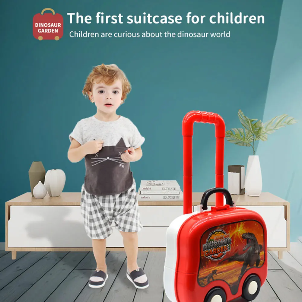

21pcs For Kids Gift Educational Mini Figures Tree Rockery Detachable ABS Dinosaurs Toy Suitcase Set House Model Pretend Play