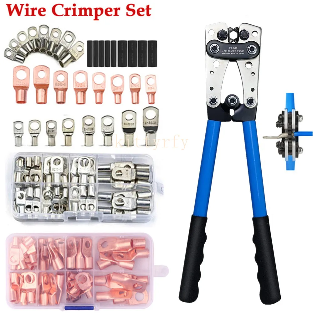 

Copper Ring Terminal Crimping Pliers Hx-50b 6.0-50mm ² Cable Crimping Tool Combination Automobile Battery Connector 60pcs Box