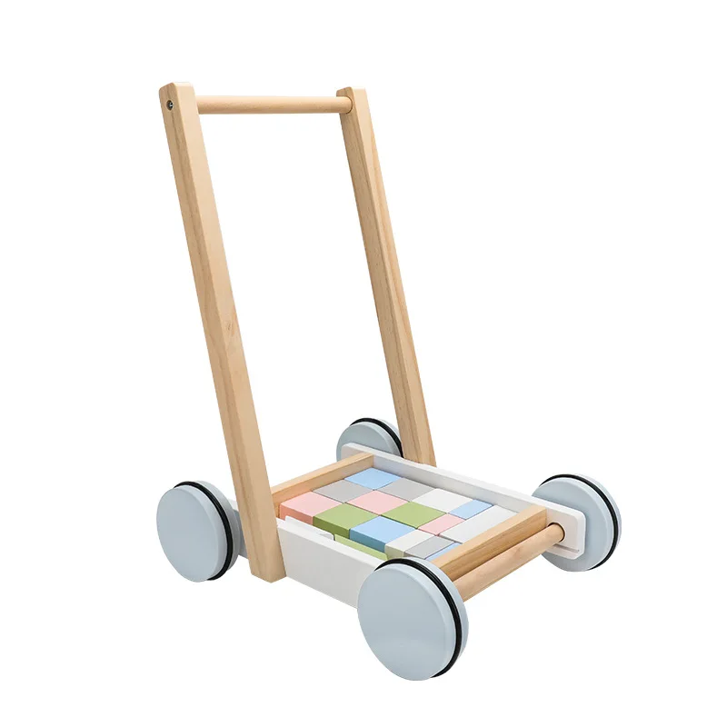 

Wooden Baby Walkers Push Toys for Babies Learning to Walk with Wheels Building Blocks Toddler Educational Toys for 10-24 Months