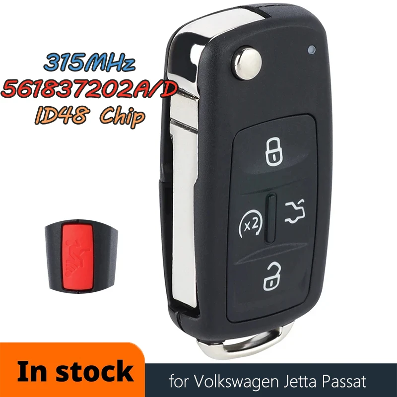 

DIYKEY 561 837 202 A/561837202D 315 МГц ID48 чип дистанционный брелок для Volkswagen Golf Beetle Jetta Passat R32 Eos GTI Rabbit CC