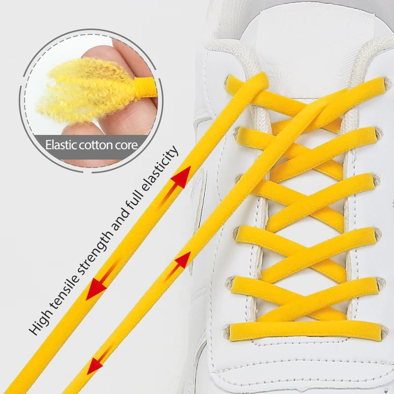 1 Pair Elastic Shoelaces Sneaker Shoe Laces for Men Women Quick Metal Lock No Tie Shoestrings off White Black Lazy Laces16 Color