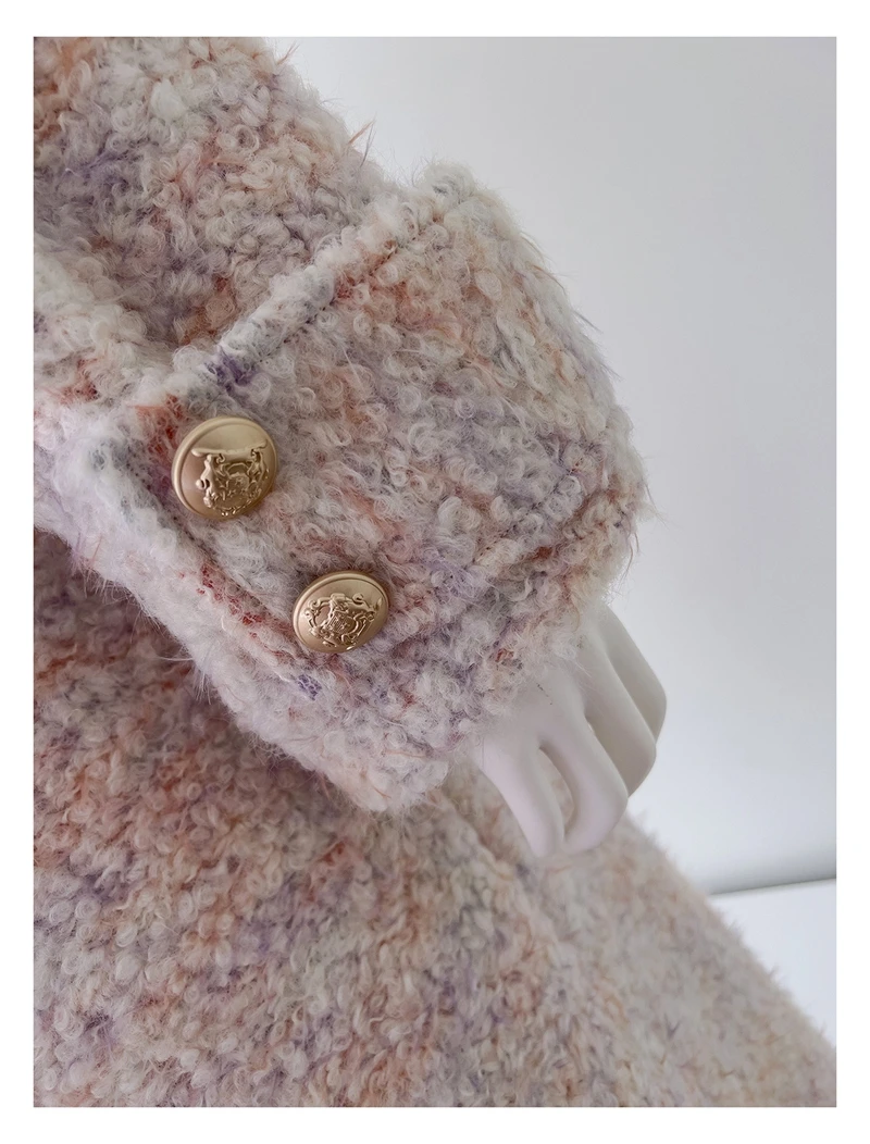 Lingzhiwusis Новогодняя боевая одежда роскошный Лисий меховой воротник нежно розовый