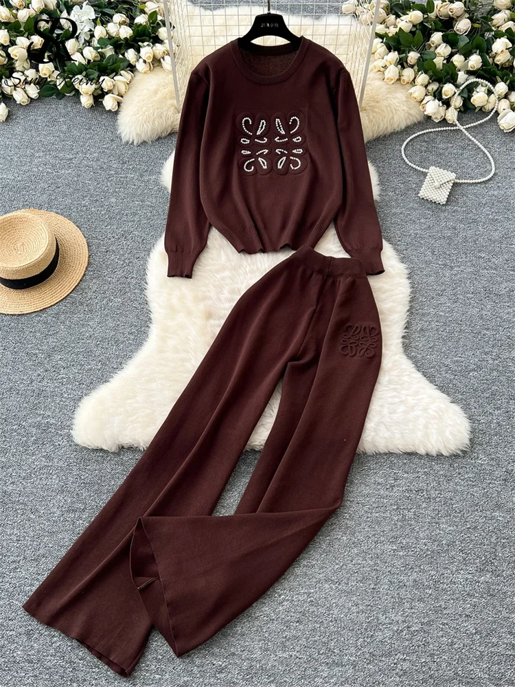 SINGREINY модные повседневные костюмы из 2 предметов с круглым вырезом и длинными