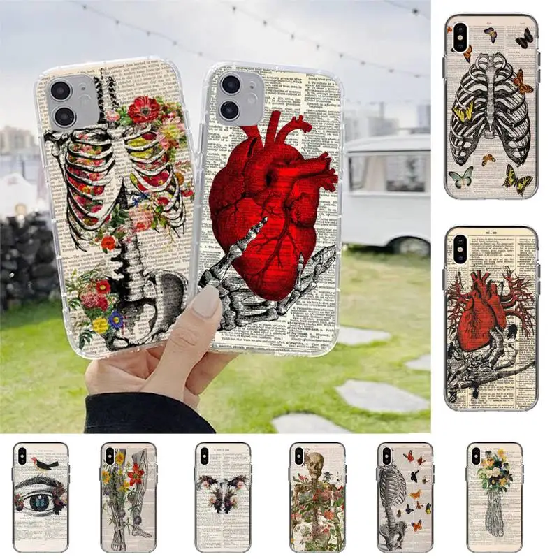 

Human anatomy organ in art newspaper Phone Case For iPhone X XS MAX 6 6s 7 7plus 8 8Plus 5S SE 2020 XR 11 11pro max