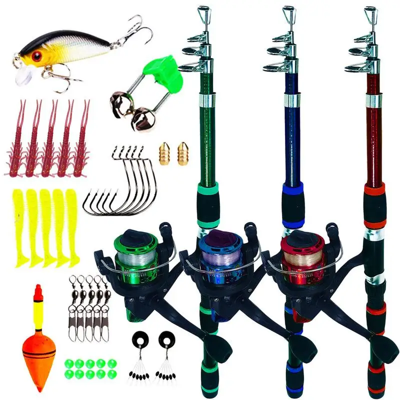 Combo Spinning Telescopic Fishing Pole And Spinning Reels Kit Sea Saltwater Freshwater Fishing Rod Kit