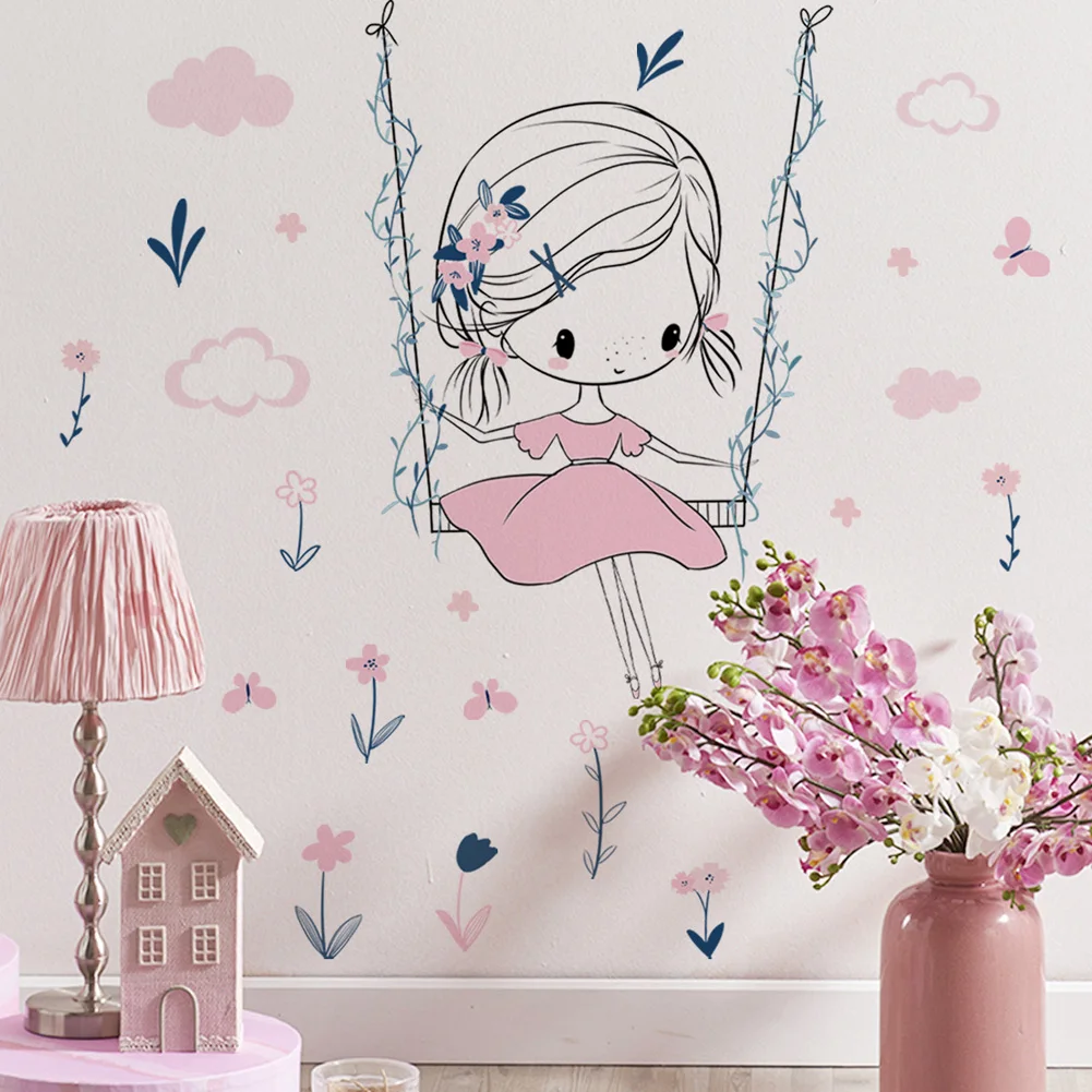 

Настенная наклейка Cartoon Girl Swinging HonC