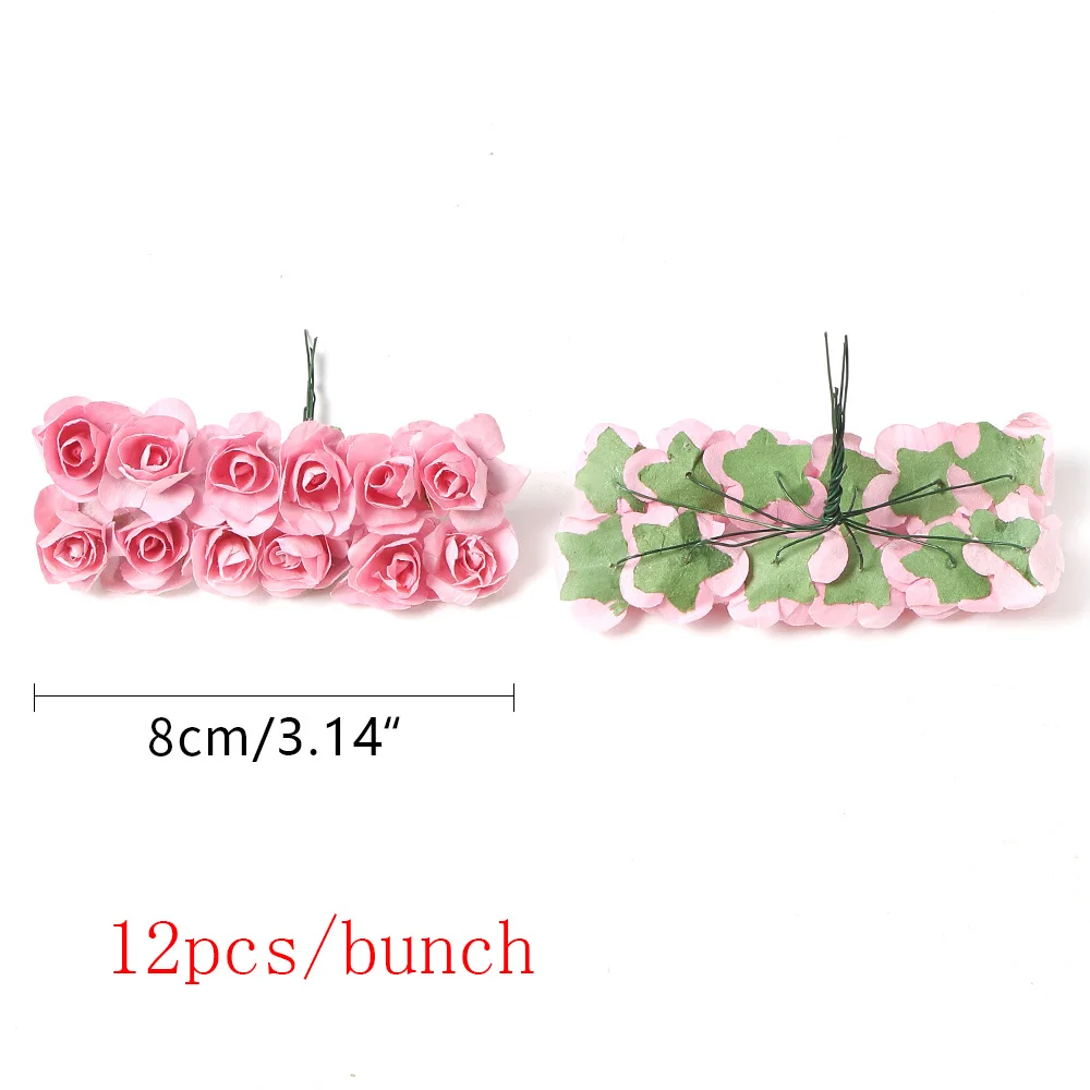 2023 LHY 12/36/72/120pcs Artificial Rose Bouquet Paper Fake Flowers for Home Wedding Decor Christmas DIY Wreath Accessories images - 6