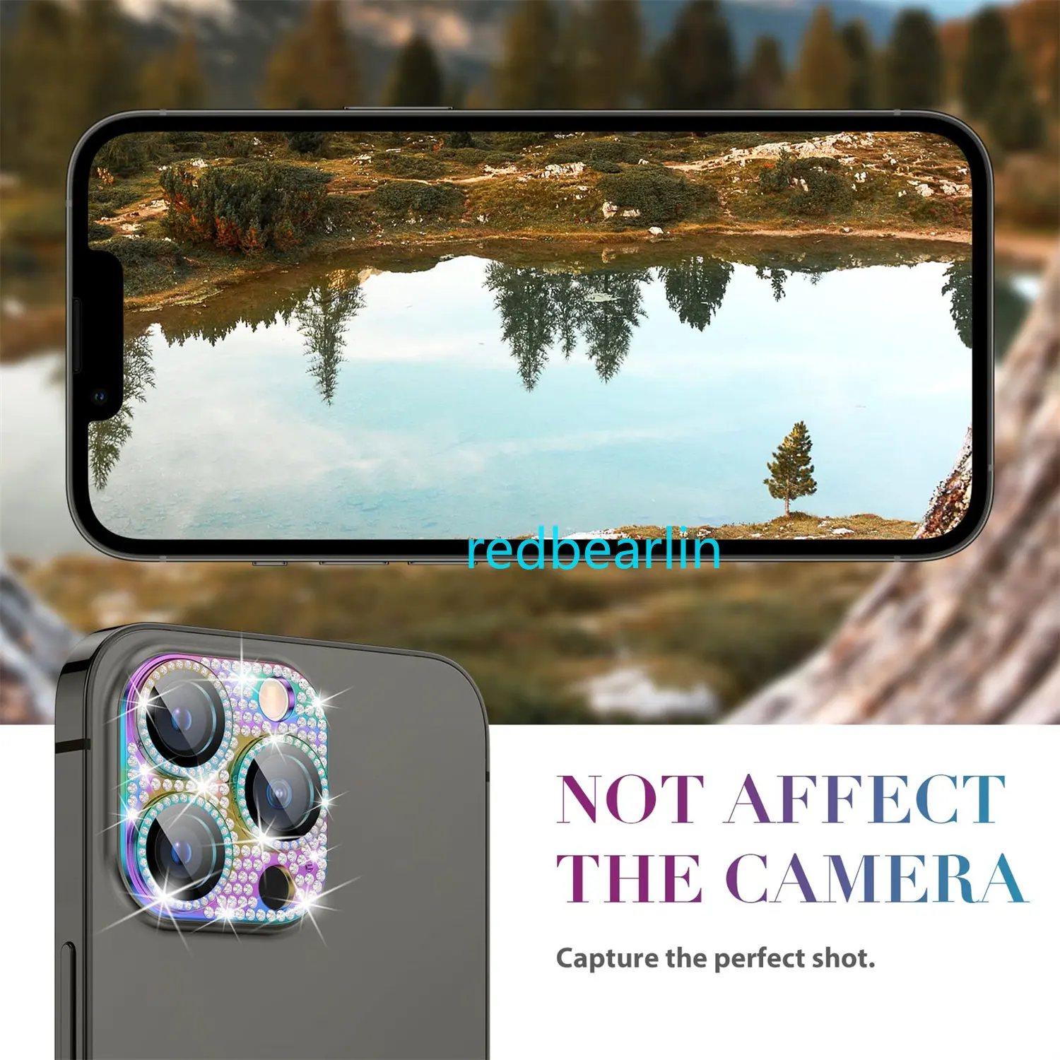 50pcs Glitter Diamond Bling Camera Lens Protector Cover On For iPhone 11 12 13 Mini 14 Pro 14 Plus 14 Pro max Protector Sticker