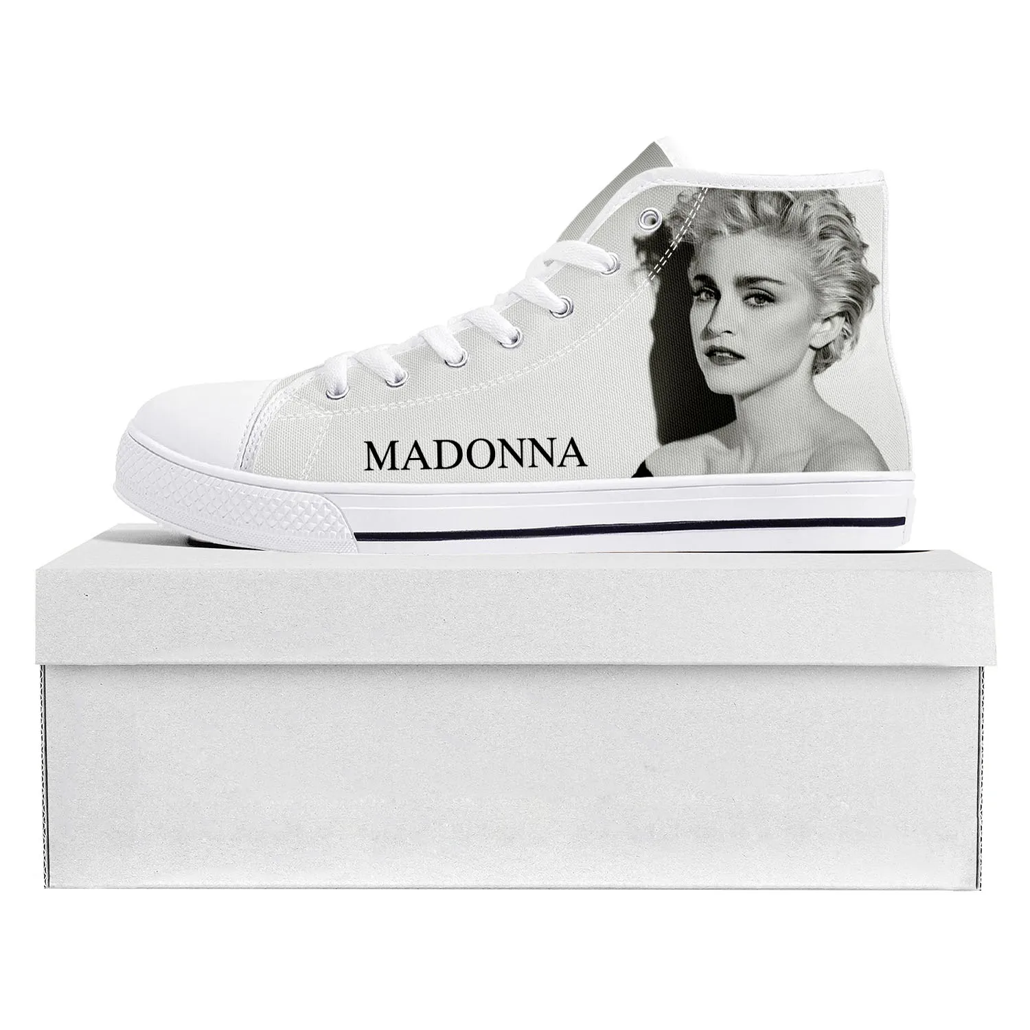 Madonna Pop Rock Singer High Top High Quality Sneakers Mens Womens Teenager Canvas Sneaker Couple Shoe Custom Shoe Disco Fashion