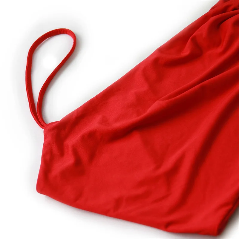 Женское летнее платье с лямкой на шее красное Фетиш-платье открытым плечом и