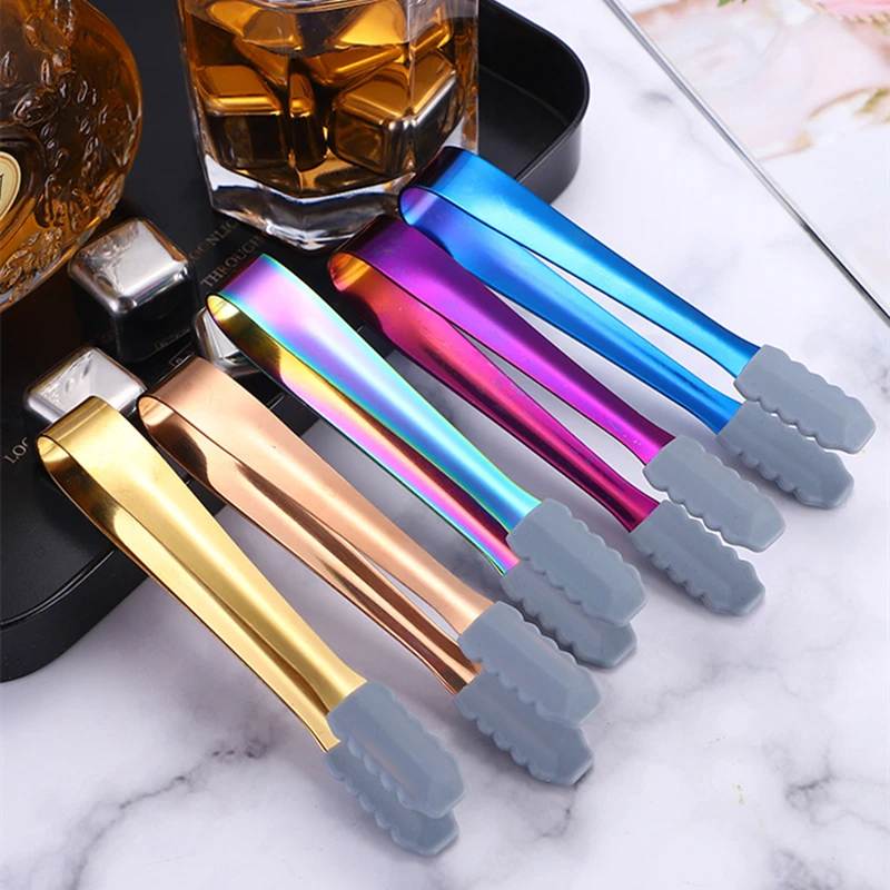 

Silicone Head Non-Slip Food Ice Cube Clip Tongs Bread Barbecue Mini Sugar Dessert Clamp House Kitchen Party Coffee Bar Utensils