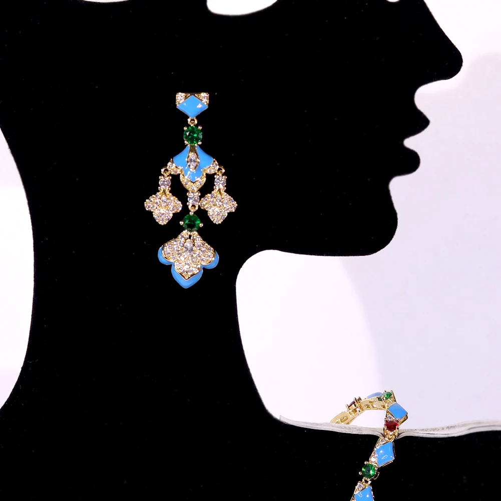 Модные комплекты ювелирных изделий женские роскошные кисточки цирконовый кулон