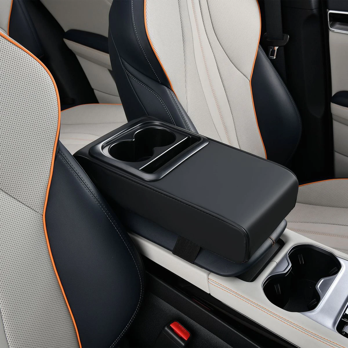 

Подушка для подлокотника центральной консоли автомобиля с 2-мя подстаканниками, подлокотник из искусственной кожи, портативный автомобильный подлокотник, наволочка для высоты