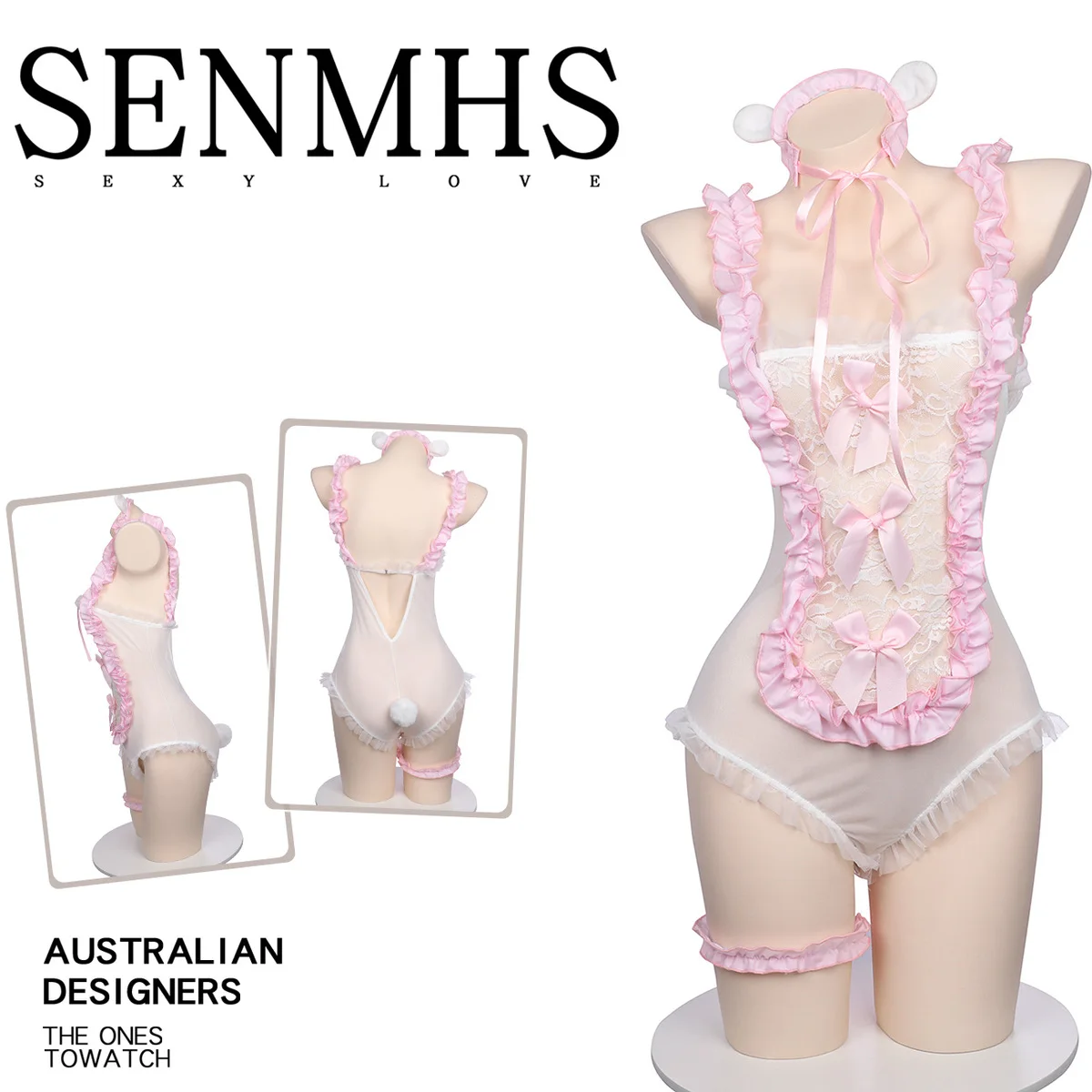 

Сексуальный костюм горничной SENMHS для косплея, одежда в виде кошки панды, женская розовая одежда для фотосессии