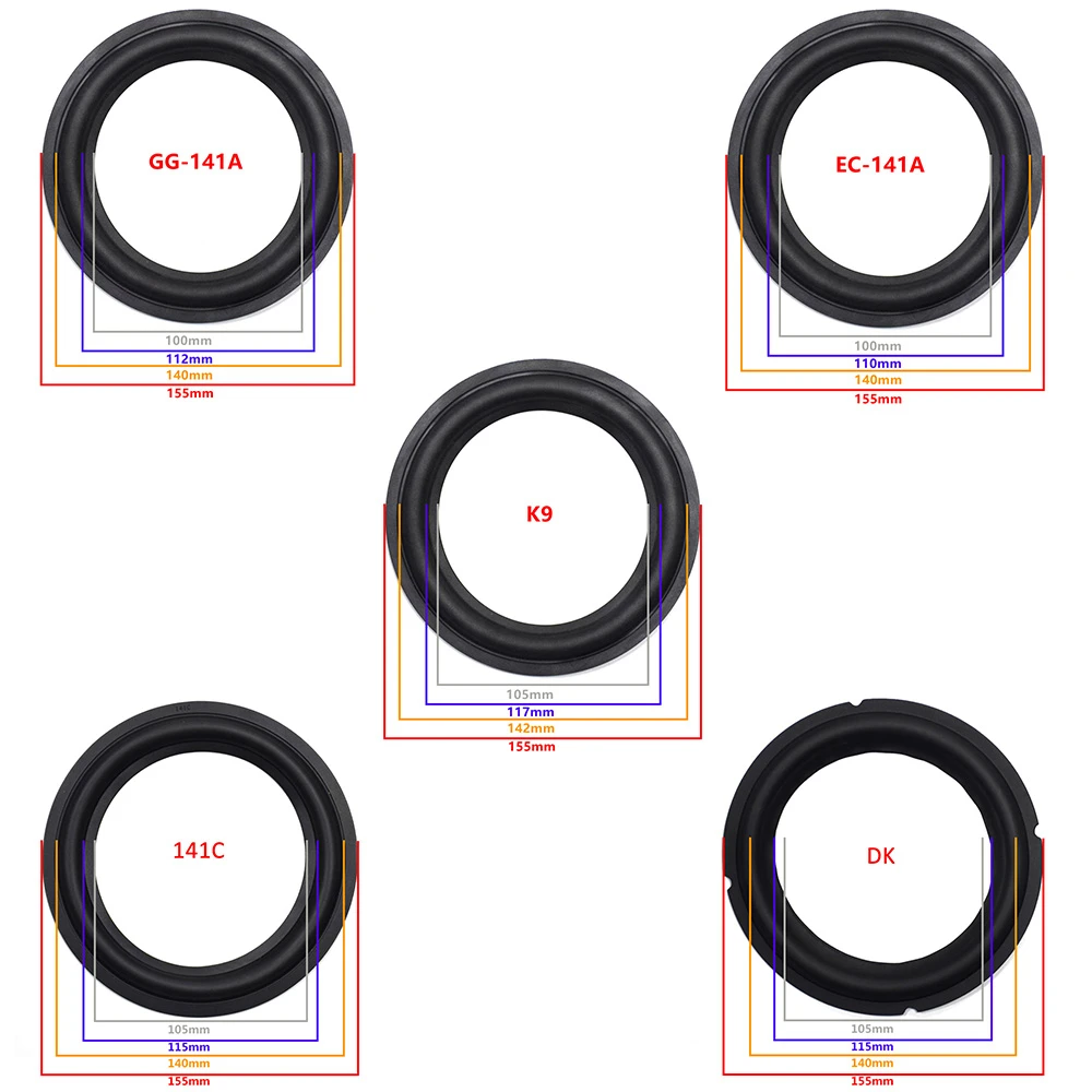 

6.5 inch Speaker Rubber Surround Woofer Edge Repairing Folding Edge Subwoofer Ring DIY Repair Kits Accessory Speaker Suspension