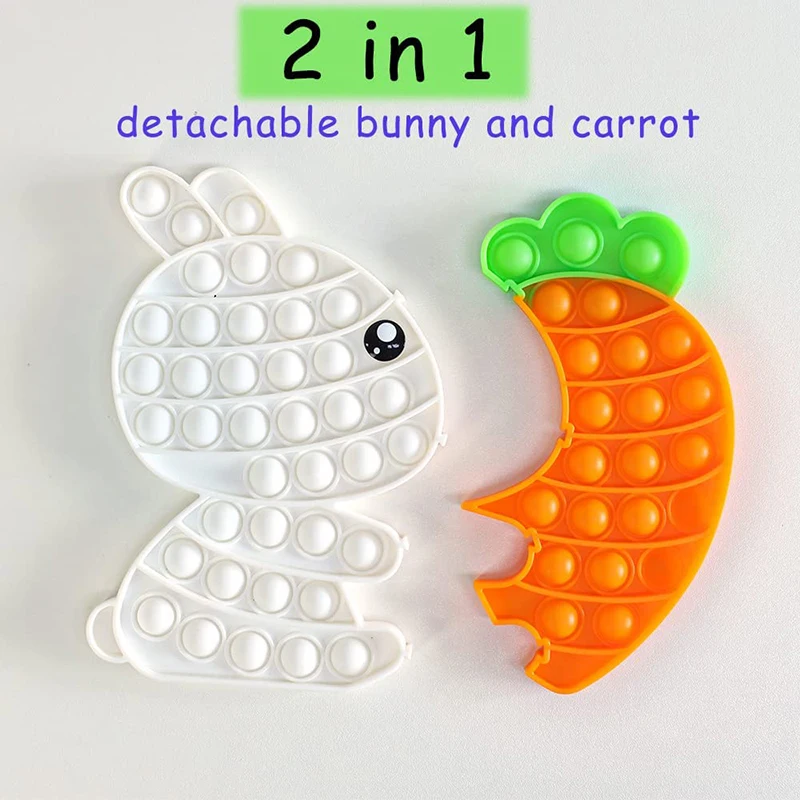 Rabbit Carrot Pop It Fidget Feel Toy Puzzle Toy Pack for Boys and Girls Birthday Presents Christmas, Easter Basket Stuffing enlarge