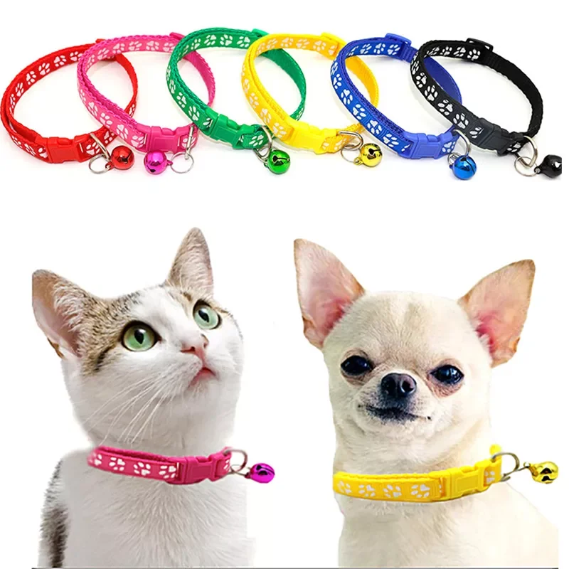 

Cute Bell Collar For Cats Dog Collar Teddy Bomei Dog Cartoon Funny Footprint Collars Leads Cat Accessories Cat Pet Supplies