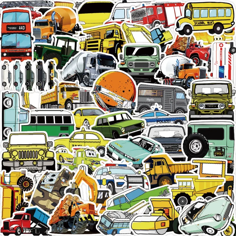 

10/25/50pcs Special Vehicles Stickers Graffiti Cars for DIY Luggage Water Bottle Phone Laptop Guitar Scrapbook Helmet Car Decal