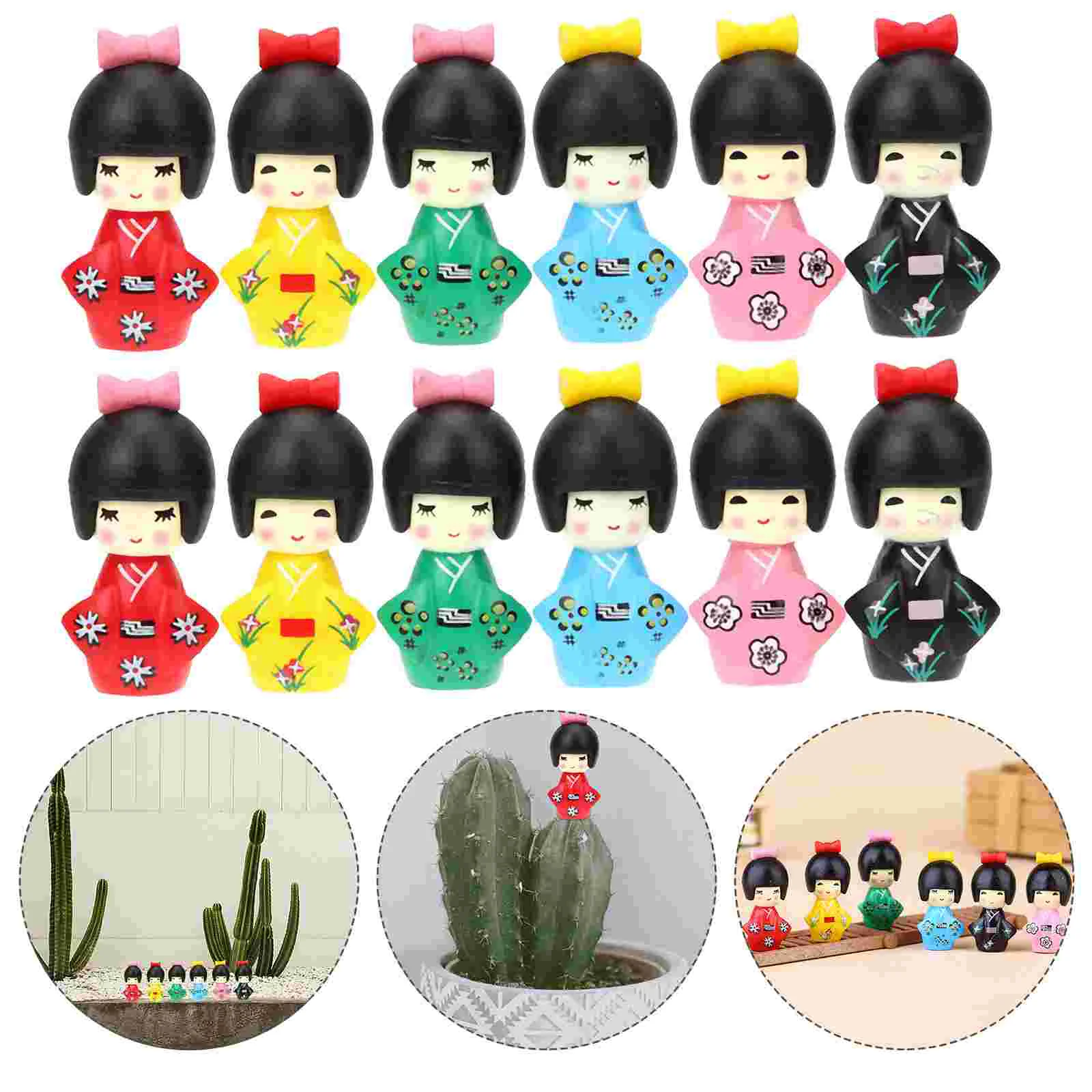 

12 Pcs Home Decoration Car Decoration Flowerpot Decoration Geisha Dolls Figurines Decorative Miniture Decoration