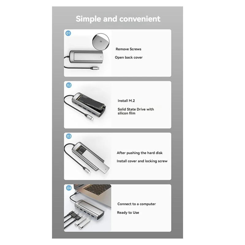 Док-станция 6-в-1 PD USB3.0X3 и совместимое с SSD-слотом быстрое зарядное устройство для