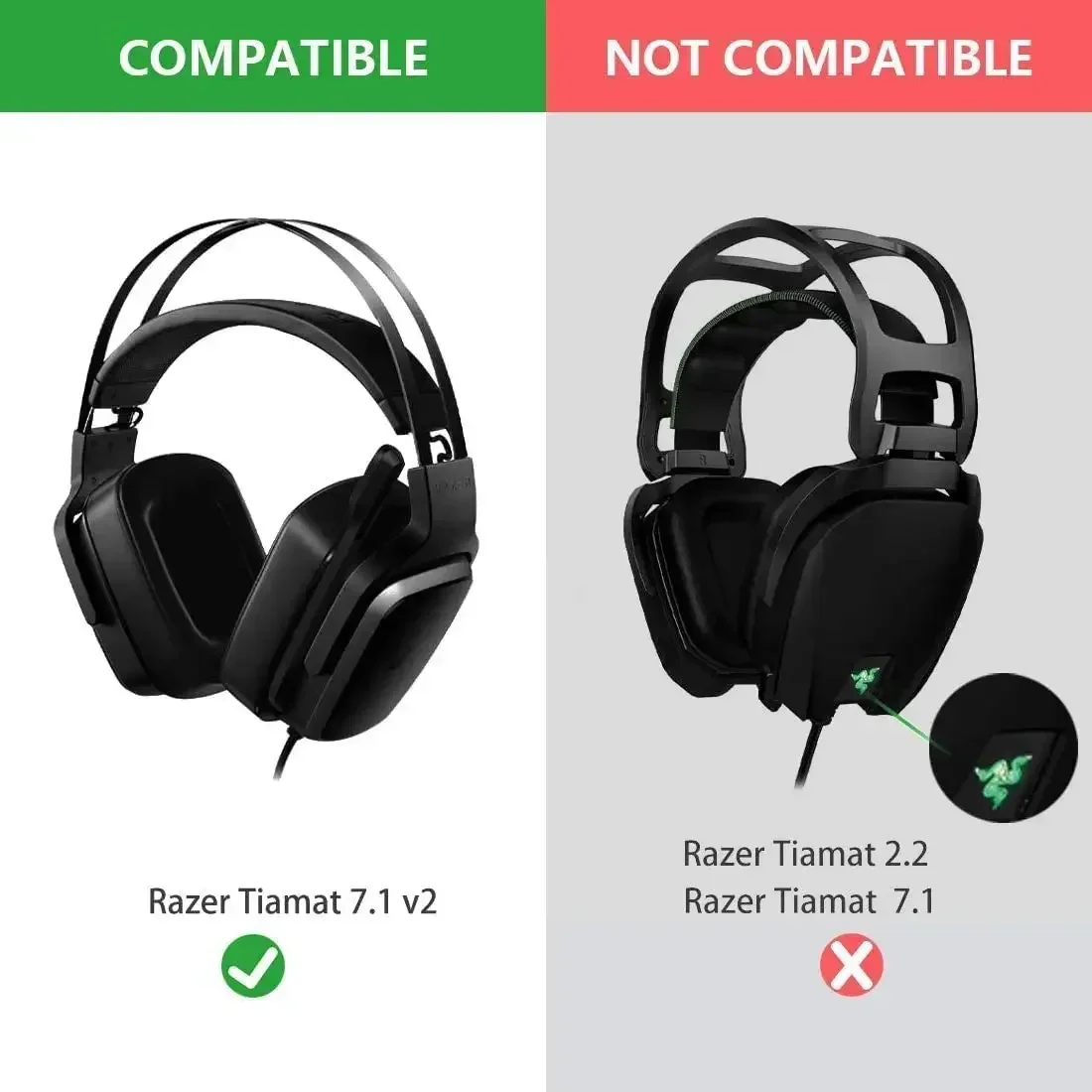Фото Сменные амбушюры для Razer Tiamat 7.1 v2, амбушюры для наушников, накладки на уши, амбушюры для гарнитуры, чехлы для наушников №1
